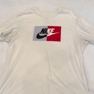Nike Air Men's White T-Shirt with Red and Gray Logo